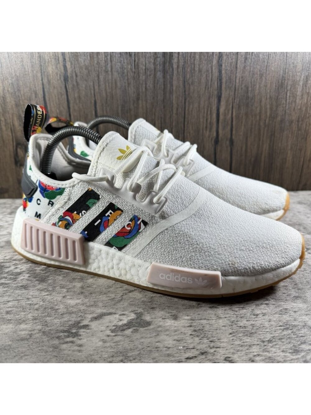 Adidas NMD R1 White Pink Rose Womens Size 9 Athletic Rich Mnisi Sneaker